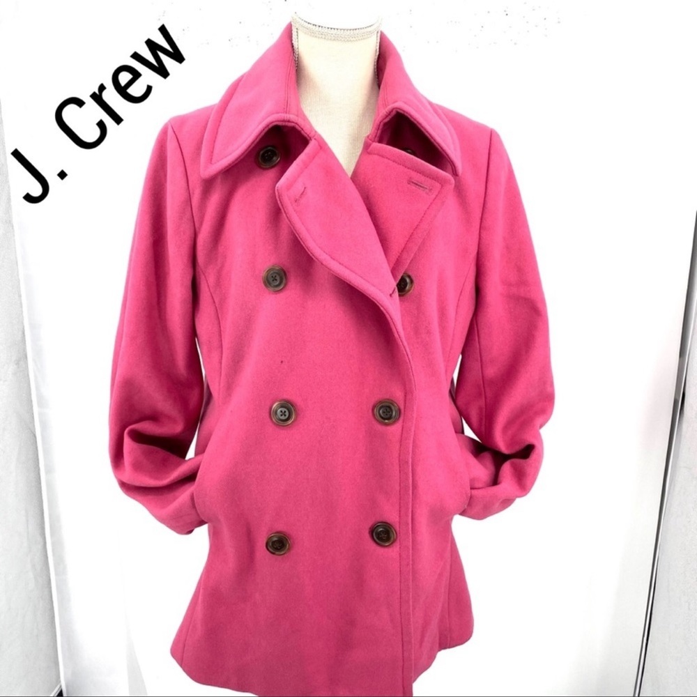 J. Crew pink Double breasted wool pea coat